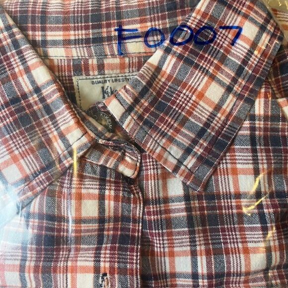 Ki-ko-mo Vintage Women's Plaid Button Top Cotton Blue Orange Red Large - Picture 11 of 11